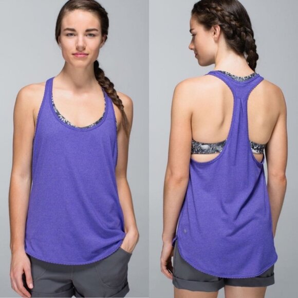 Lululemon Purple Racerback Tank Top Singlet Heather Berry Lightweight Size 6 Run - Picture 1 of 12